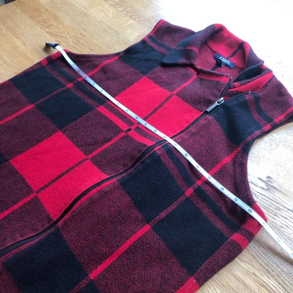 Chaps Asymmetrical Buffalo Plaid Vest Soft Cozy XL - Picture 7 of 9